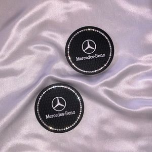 2pc Car Coasters Bling and Mercedes Emblem Bling